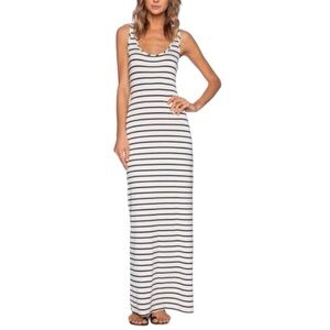 Amour Vert x Revolve Zea Sleeveless Tank Maxi Dress -Ivory & Navy Stripe -Medium